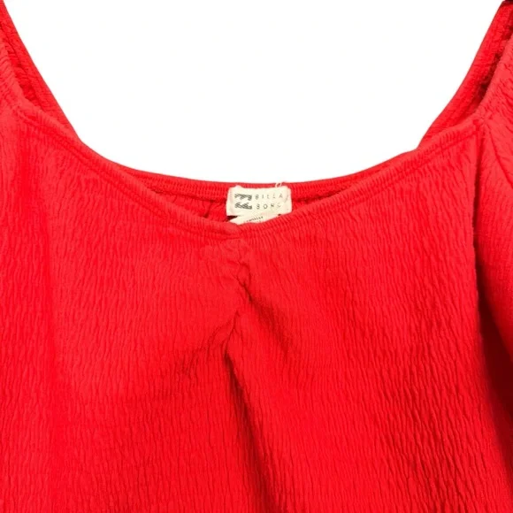 Billabong Red Puff Sleeve Top - Picture 5 of 7